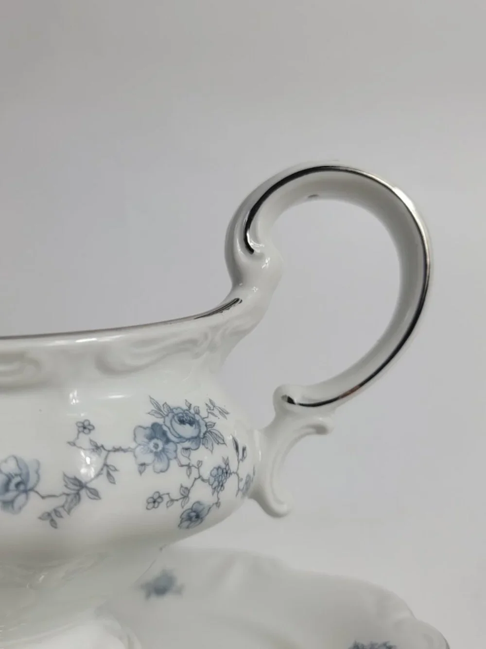 Johann Haviland Blue Garland Gravy Boat White Blue Flowers NEW Old Stock